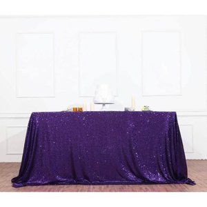 Purple Sequin Tablecloth 60x102 inch Wedding Party Dining Linen Rectangle ~ New